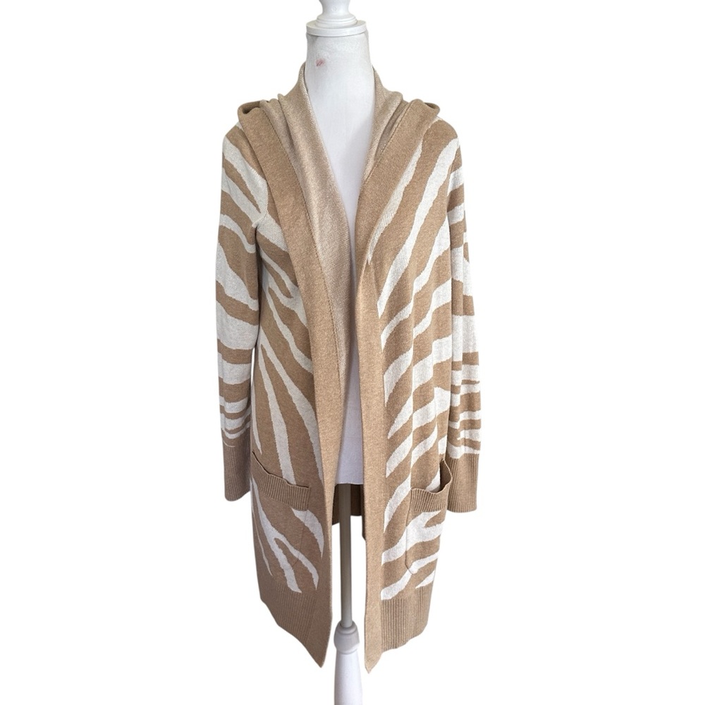Chico's Zenergy Cotton-Cashmere‎ Blend Cardigan 1 Medium Zebra Print